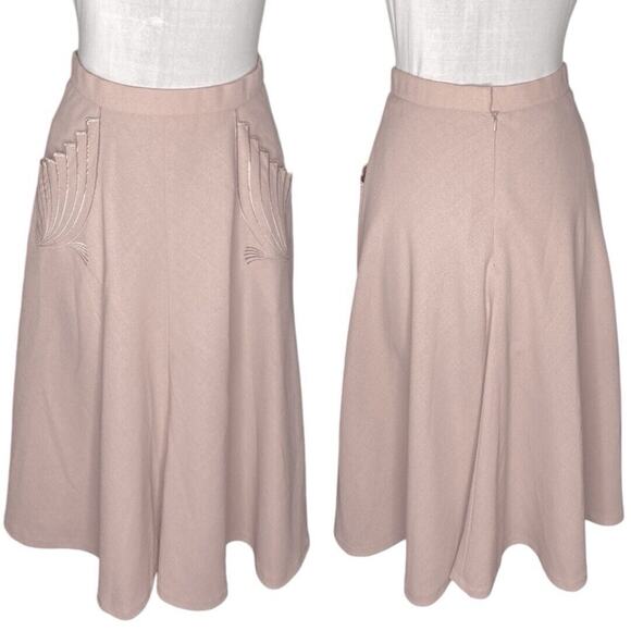 Jacques Vert Full Midi Skirt Pink Womens XS Wool Vintage Regency Classic Church - Picture 13 of 13